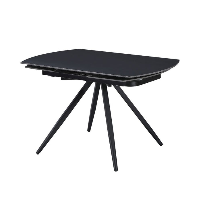 Tavolo girevole allungabile Kitti con piano in ceramica effetto marmo nero opaco 120x88x76H