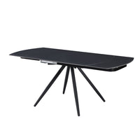 Tavolo girevole allungabile Kitti con piano in ceramica effetto marmo nero opaco 120x88x76H