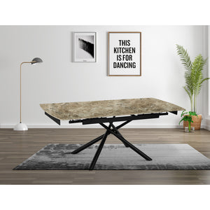 Tavolo Helsinki 140(200)*90*76 Top In Ceramica Amica Marrone Lucido