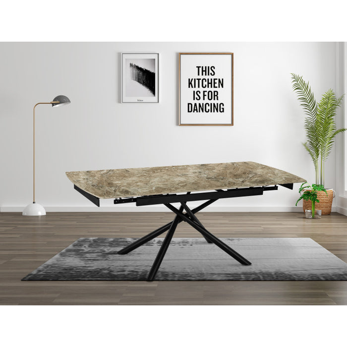 Tavolo Helsinki 140(200)*90*76 Top In Ceramica Amica Marrone Lucido