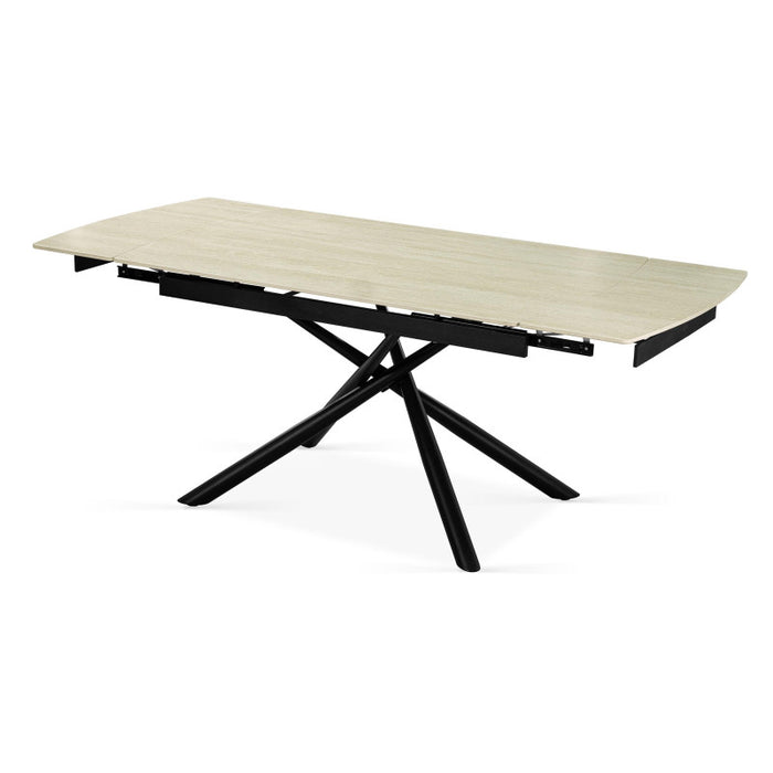 Tavolo Helsinki 140(200)*90*76 Top In Ceramica Amica Travertino Opaco