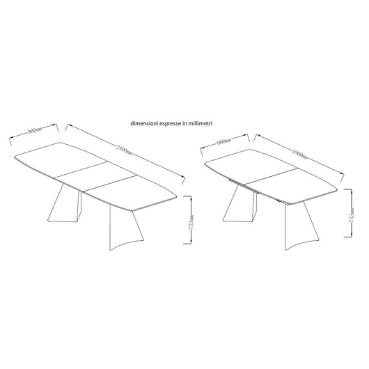 Tavolo Holger Dimensione 180(240)*90*76 Top Travertino + Gambe Nere