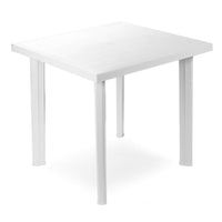 Trade Shop - Tavolo In Plastica Da Giardino Tavola Quadrata Bianco 80x75xh72cm Resistente 908604 -