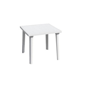 Trade Shop - Tavolo In Plastica Da Giardino Tavola Quadrata Bianco 80x75xh72cm Resistente 908604 -