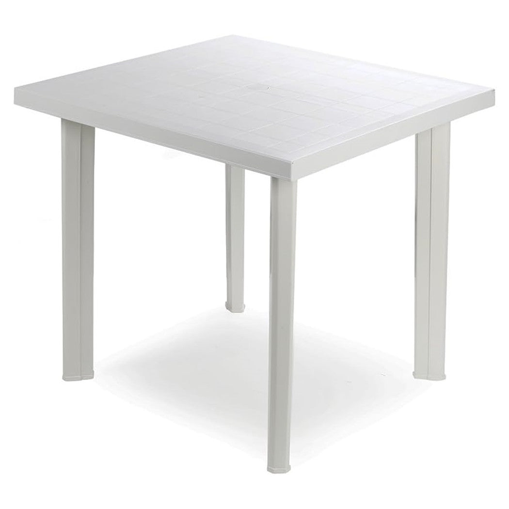 Trade Shop - Tavolo In Plastica Da Giardino Tavola Quadrata Bianco 80x75xh72cm Resistente 908604 -