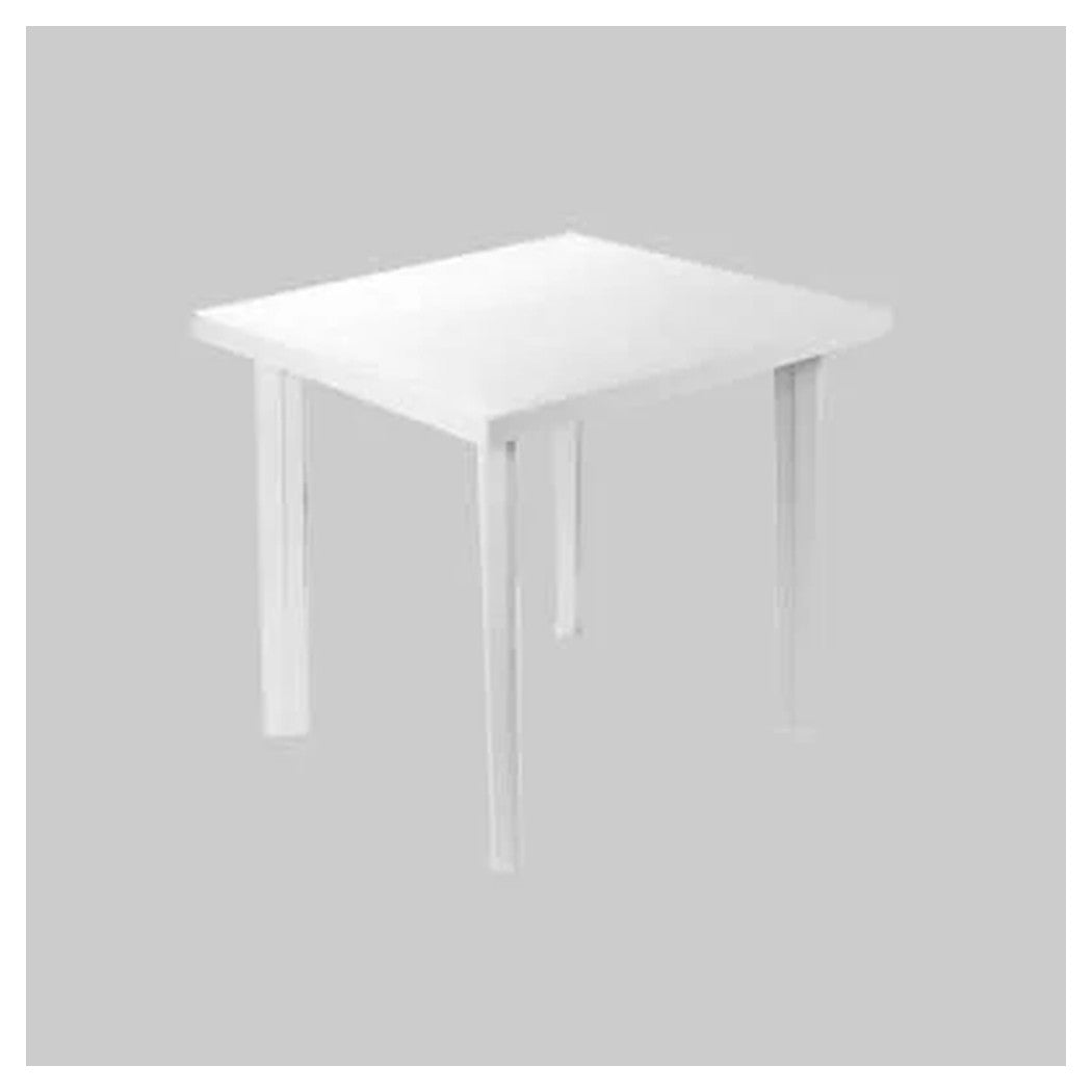 Trade Shop - Tavolo In Plastica Da Giardino Tavola Quadrata Bianco 80x75xh72cm Resistente 908604 -
