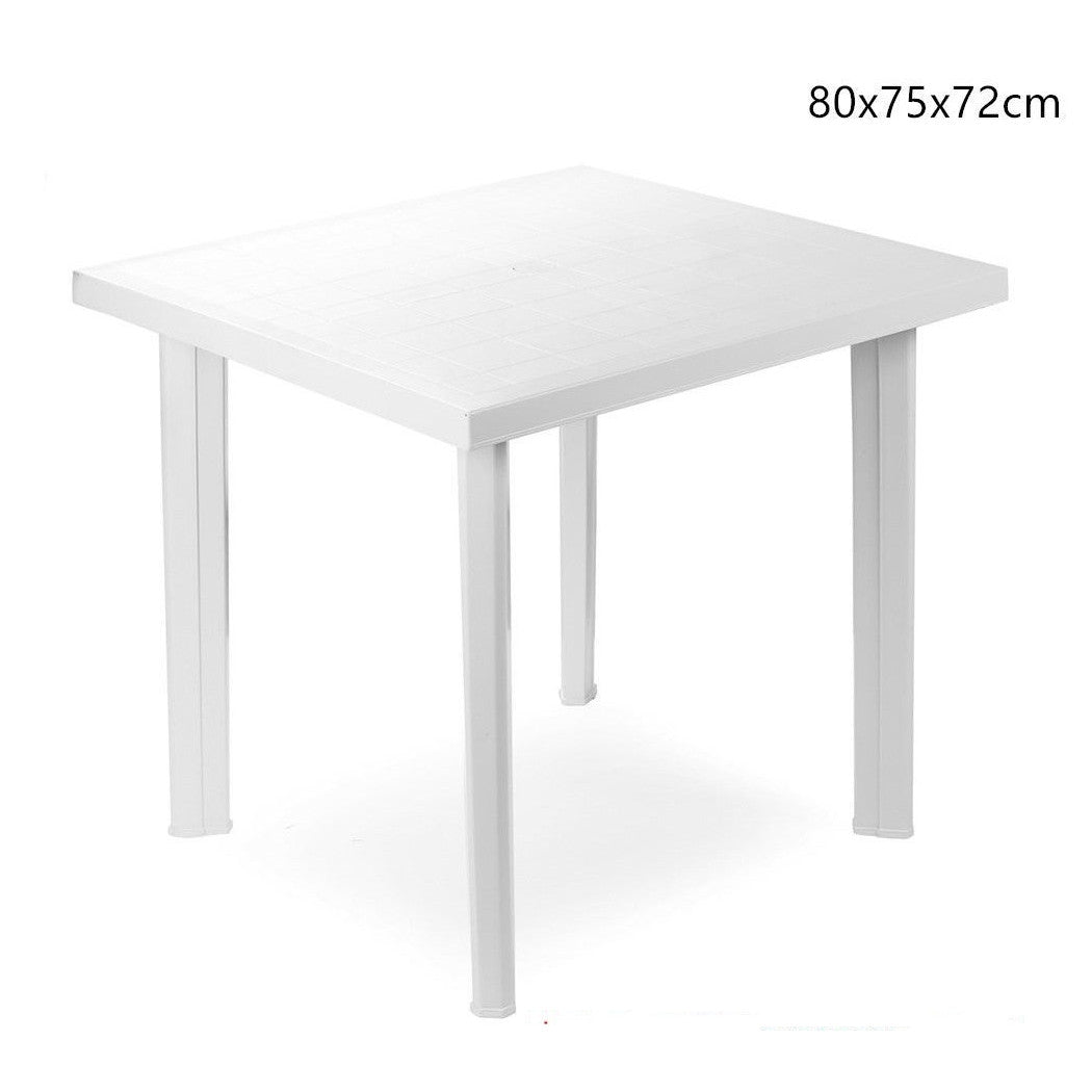 Trade Shop - Tavolo In Plastica Da Giardino Tavola Quadrata Bianco 80x75xh72cm Resistente 908604 -