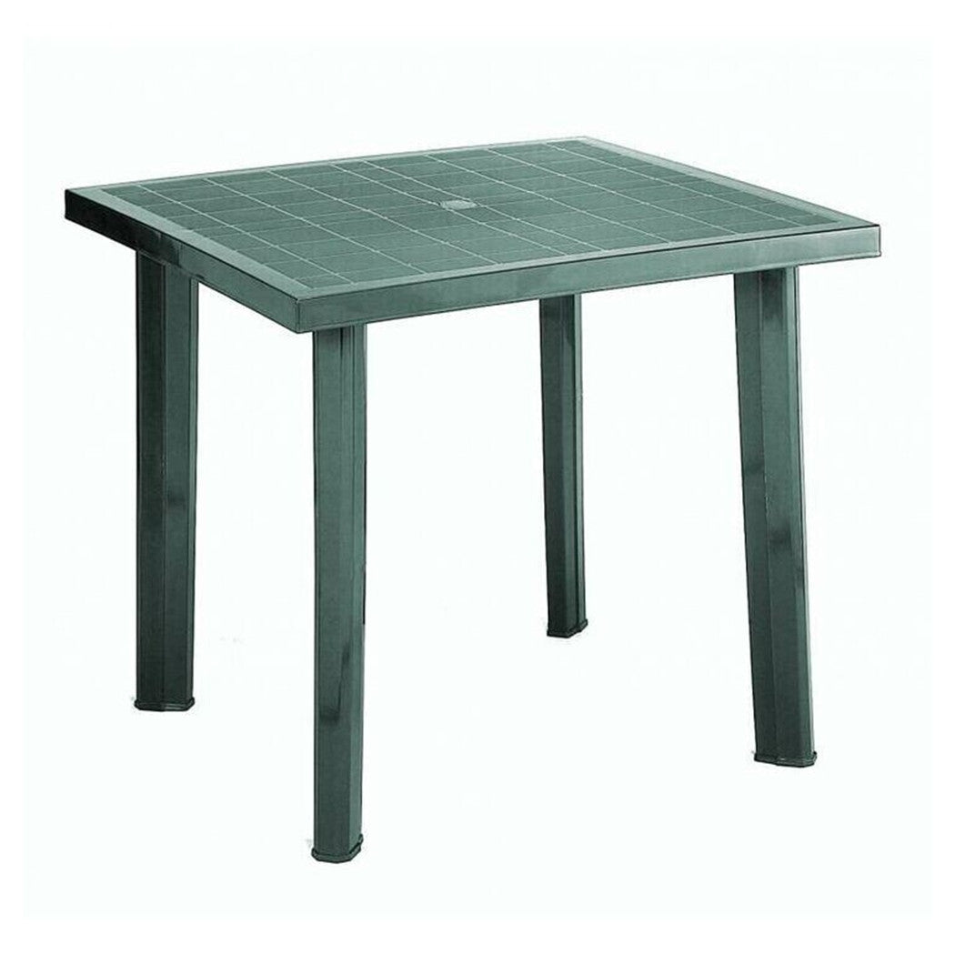 Trade Shop - Tavolo In Plastica Da Giardino Tavola Quadrata Verde 80x75xh72cm Resistente 020353 -