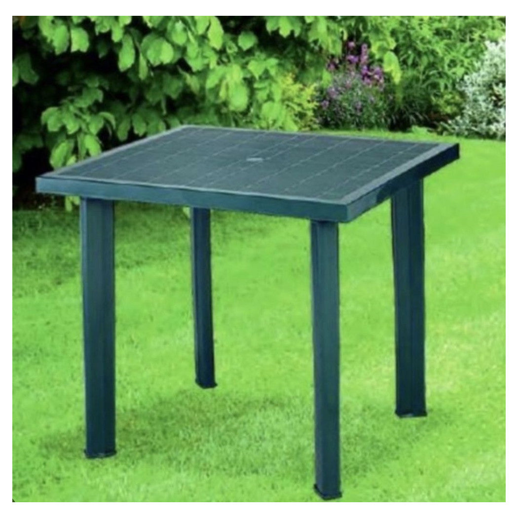 Trade Shop - Tavolo In Plastica Da Giardino Tavola Quadrata Verde 80x75xh72cm Resistente 020353 -