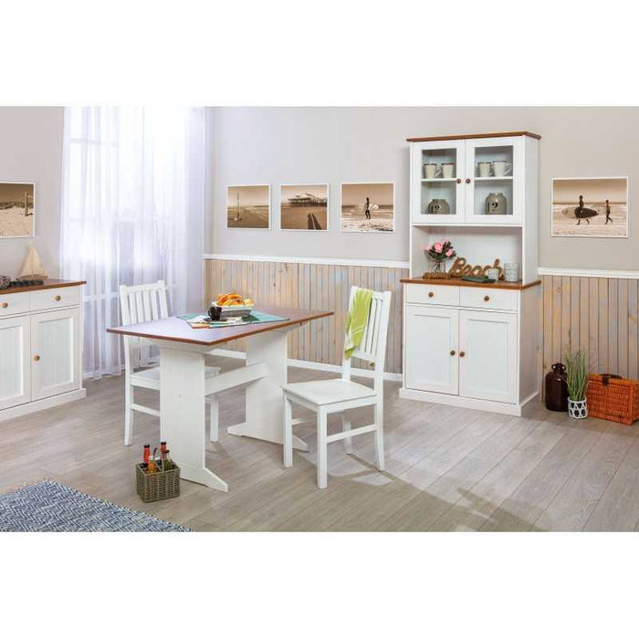 Tavolo Inter Link in pino massello verniciato bianco