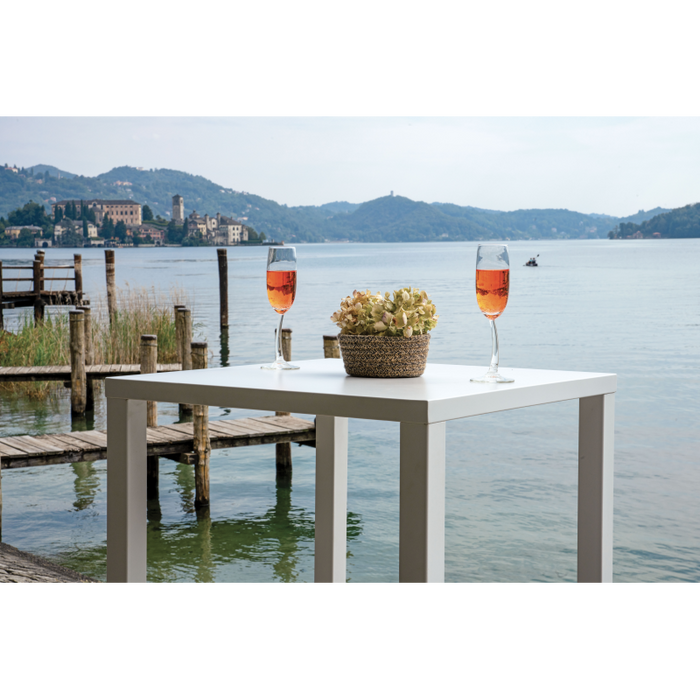 Tavolo Iseo Alto In Acciaio 60X60 Bianco Moia