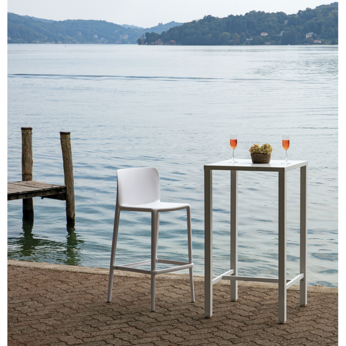 Tavolo Iseo Alto In Acciaio 60X60 Bianco Moia
