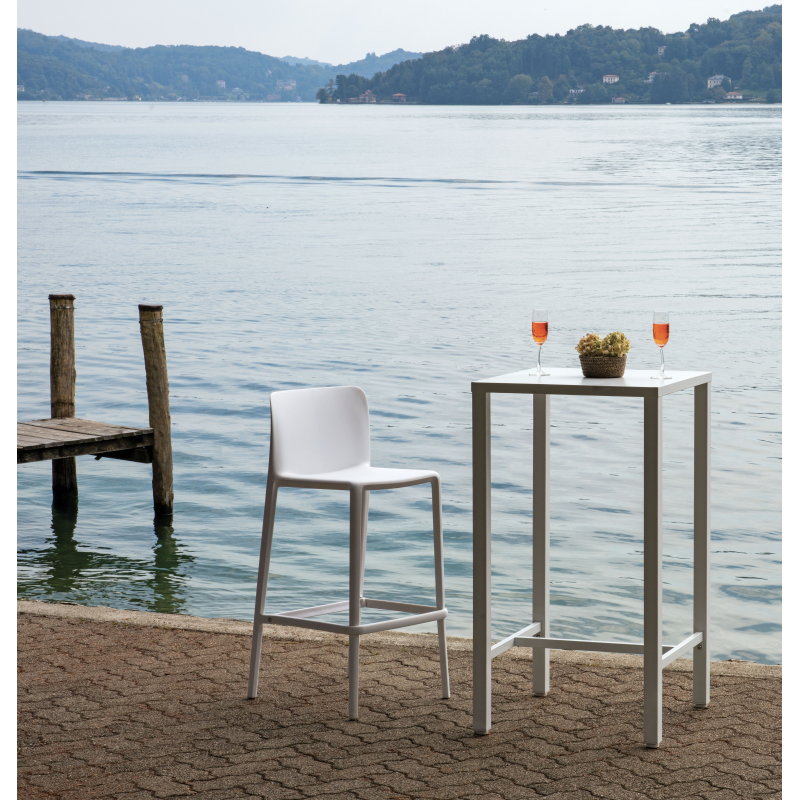 Tavolo Iseo Alto In Acciaio 60X60 Bianco Moia