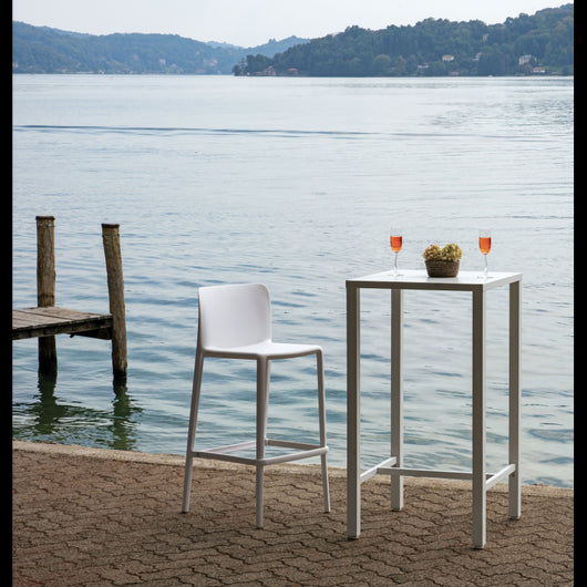 Tavolo Iseo Alto In Acciaio 60X60 Bianco Moia