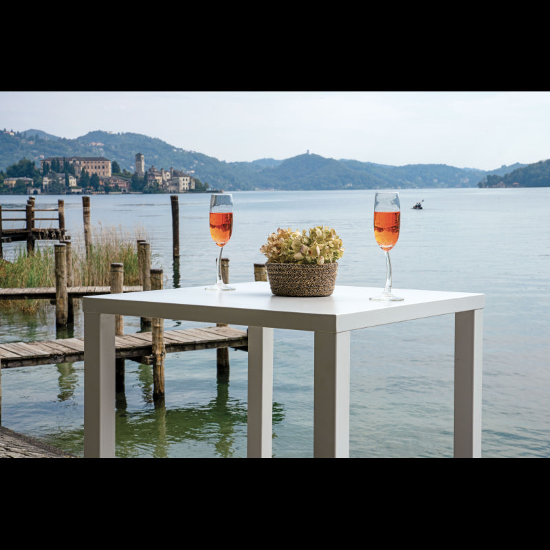 Tavolo Iseo Alto In Acciaio 60X60 Bianco Moia