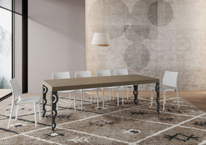 Tavolo allungabile 120/380x90 cm Karamay Premium tortora gambe antracite