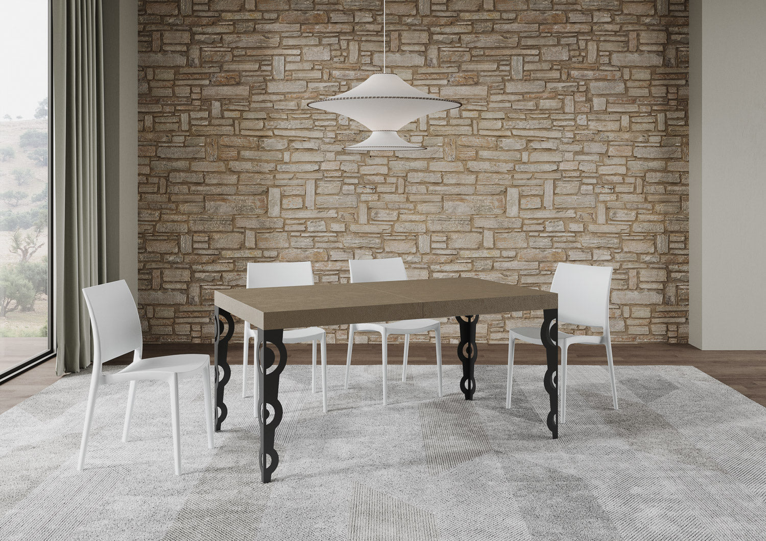 Tavolo allungabile 160/420x90 cm Karamay Premium tortora gambe antracite