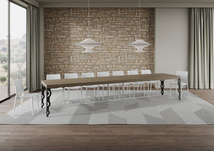 Tavolo allungabile 160/420x90 cm Karamay Premium tortora gambe antracite