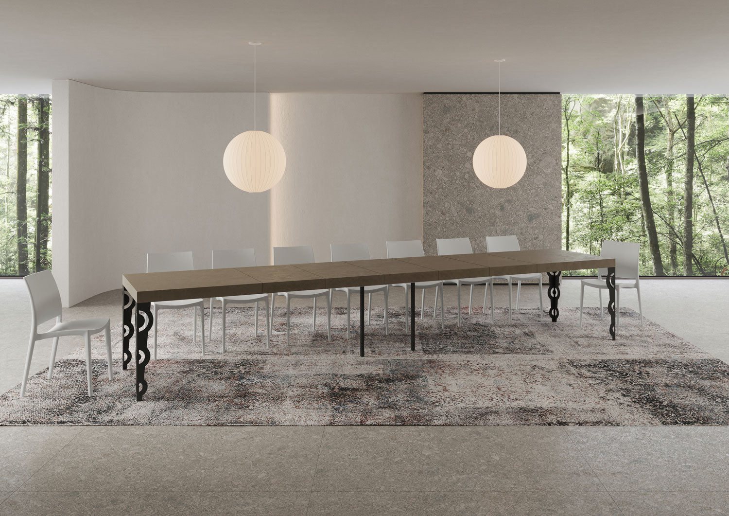 Tavolo allungabile 180/440x90 cm Karamay Premium tortora gambe antracite