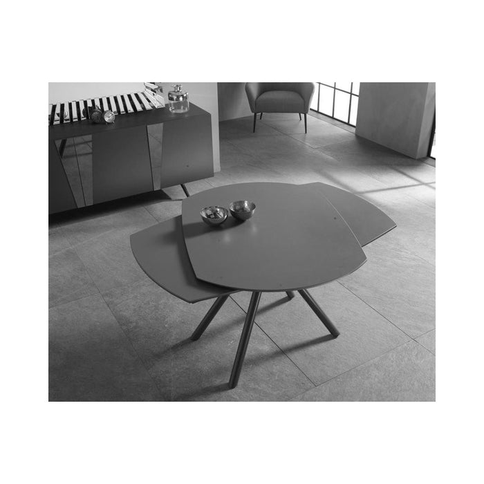 Tavolo Kyoto Four Allungabile in Vetro Temperato Grigio Grafite fino a 180cm