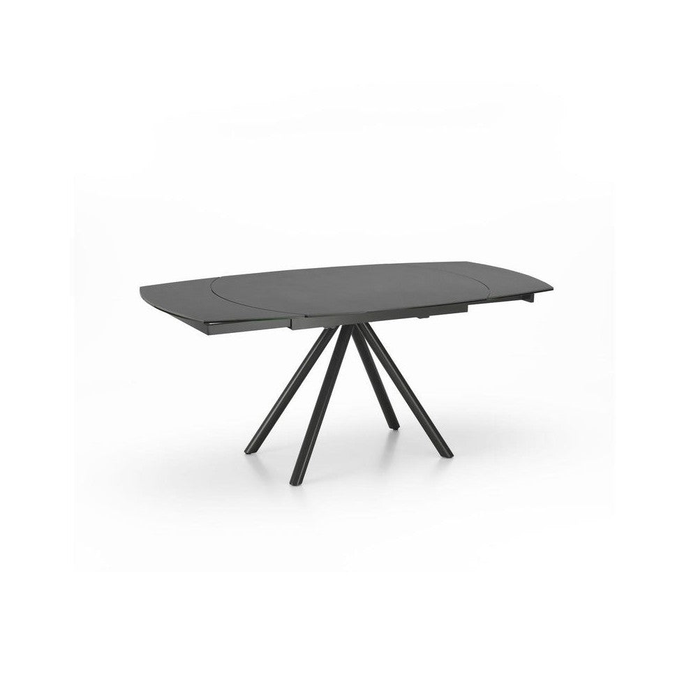 Tavolo Kyoto Four Allungabile in Vetro Temperato Grigio Grafite fino a 180cm