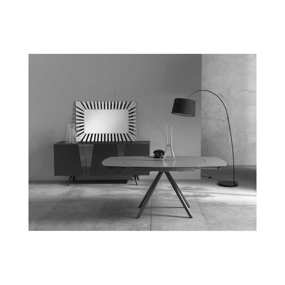 Tavolo Kyoto Four Allungabile in Vetro Temperato Grigio Grafite fino a 180cm