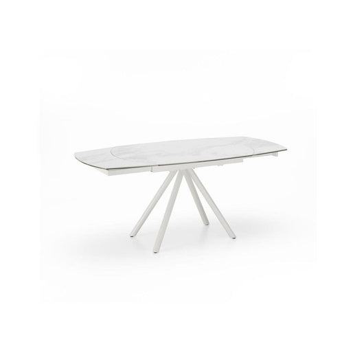Tavolo Kyoto Four Allungabile in Vetro Temperato Marmo Bianco fino a 180cm