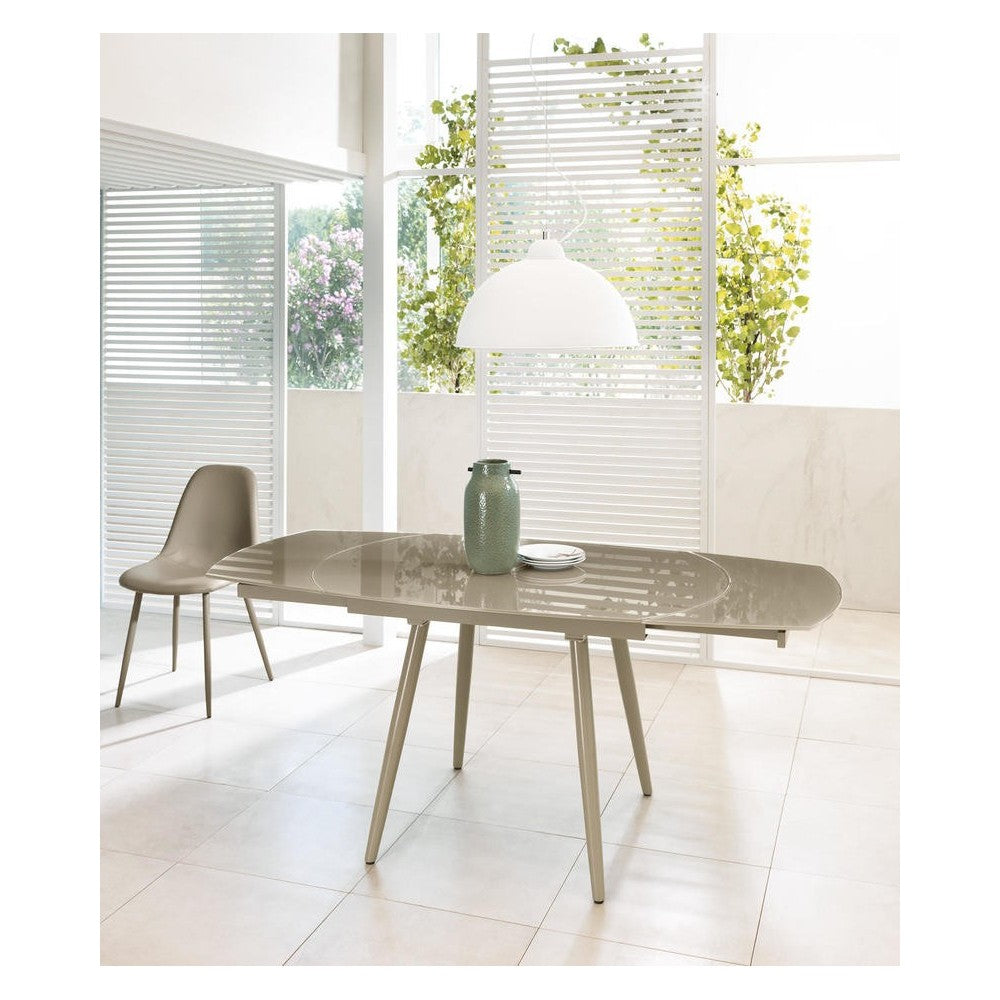 Tavolo Kyoto Four Allungabile in Vetro Temperato Tortora fino a 180cm