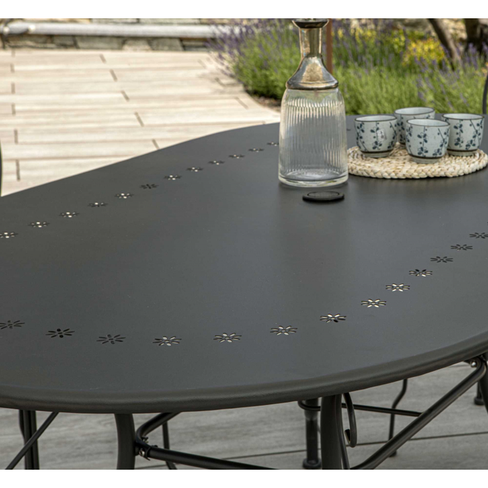 Tavolo metallo new old antracite chiaroovale cm 160x90h72