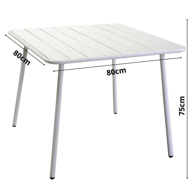 Tavolo metallo Rovigo bianco quadro cm 80x80h72