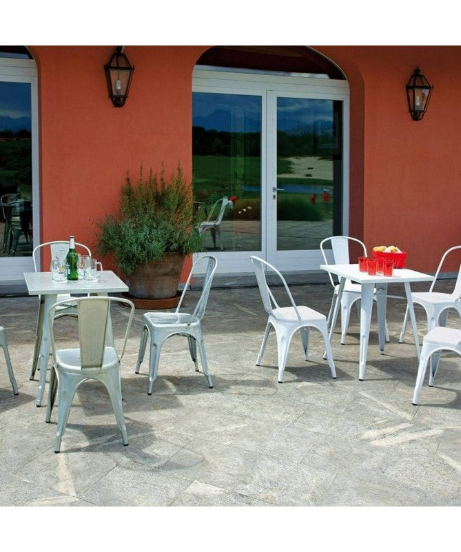 Set Di 2 Tavoli Lamiera 60X60 Silver Moia