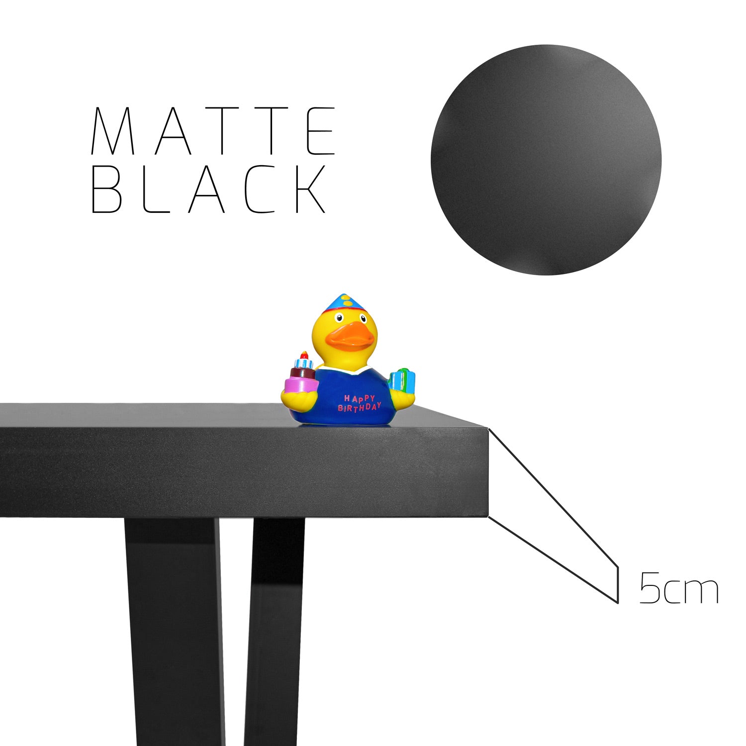 MONTERO - Ripiano per tavolo da 160x90x5cm pranzo in legno con rivestimento in laminato nero. Piano per scrivania, tavolo cucina, tavolino da caffè