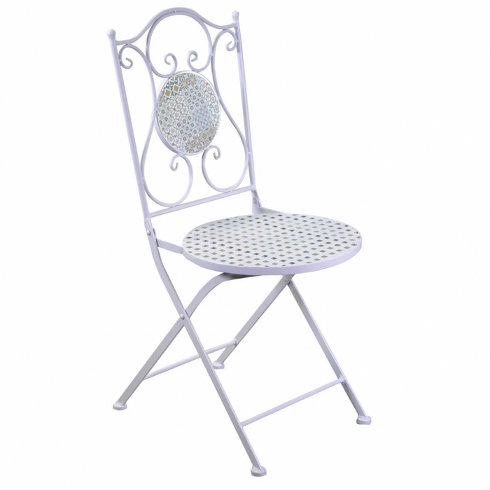 Tavolo mosaico metallo Taviano tondo con 2 sedie cm ø60h71