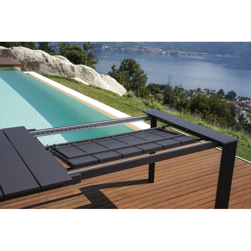 Tavolo Nettuno Allungabile 200/300 X 100 Cm - Allungo Con Gambe Scorrevoli - Antracite Moia