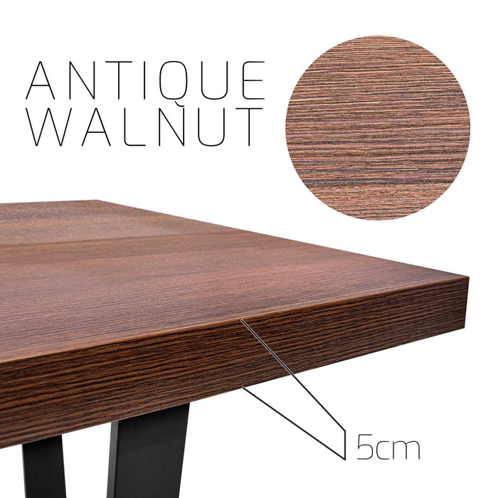 NOCE - Ripiano per tavolo da 220x100x5cm pranzo in legno con rivestimento in WPC con effetto 3D colorazione legno teak. Piano per scrivania, tavolo cucina, tavolino da caffè