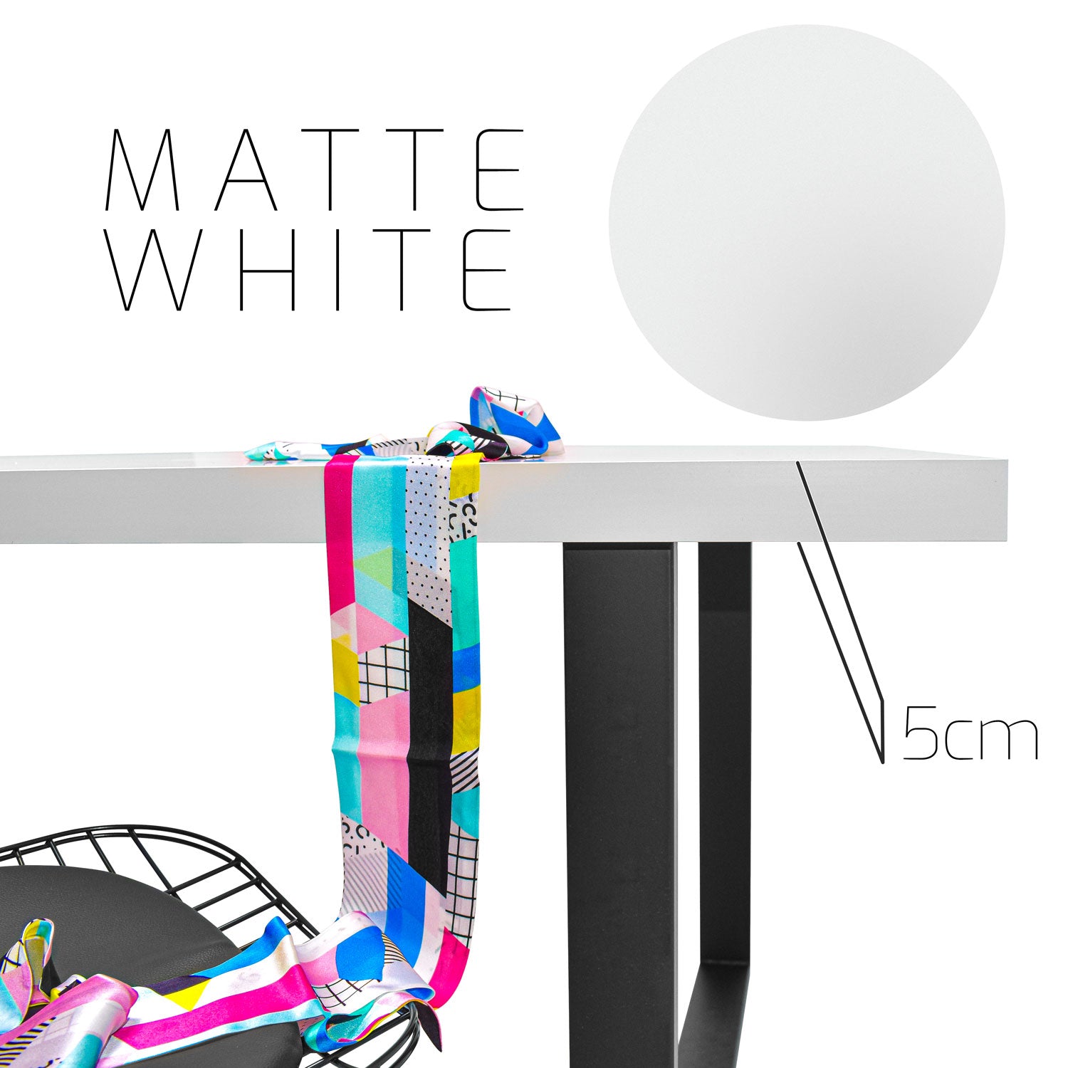 NUVOLA - Ripiano per tavolo da pranzo da 160x90x5cm in legno con rivestimento in laminato di colorazione bianco matto. Piano per scrivania, tavolo cucina, tavolino da caffè