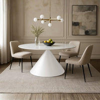 Tavolo ovale Punto con piano effetto marmo bianco – 200x100x76H