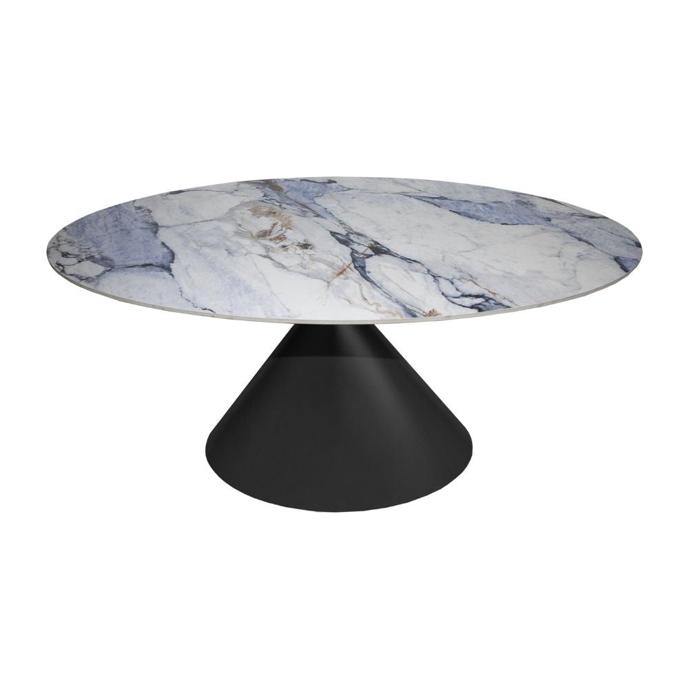 Tavolo ovale Punto con piano effetto marmo e venature blu – 200x80x76H