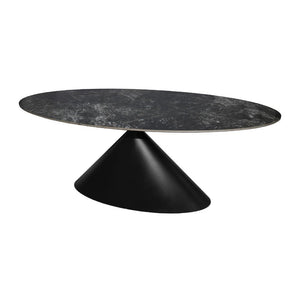 Tavolo ovale Punto con piano effetto marmo nero – 200x100x76H