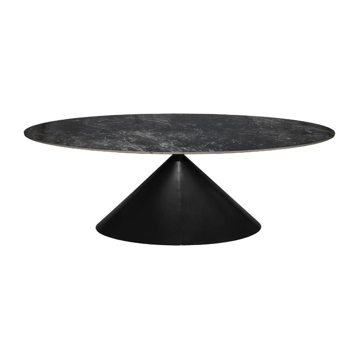 Tavolo ovale Punto con piano effetto marmo nero – 200x100x76H