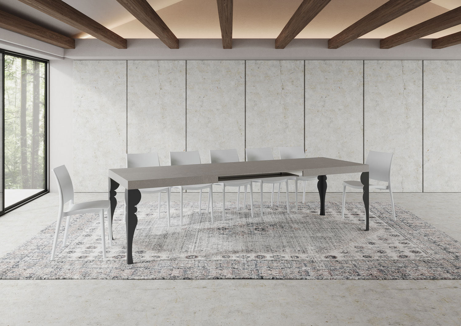 Tavolo allungabile 180/440x90 cm Paxon cashmere gambe antracite