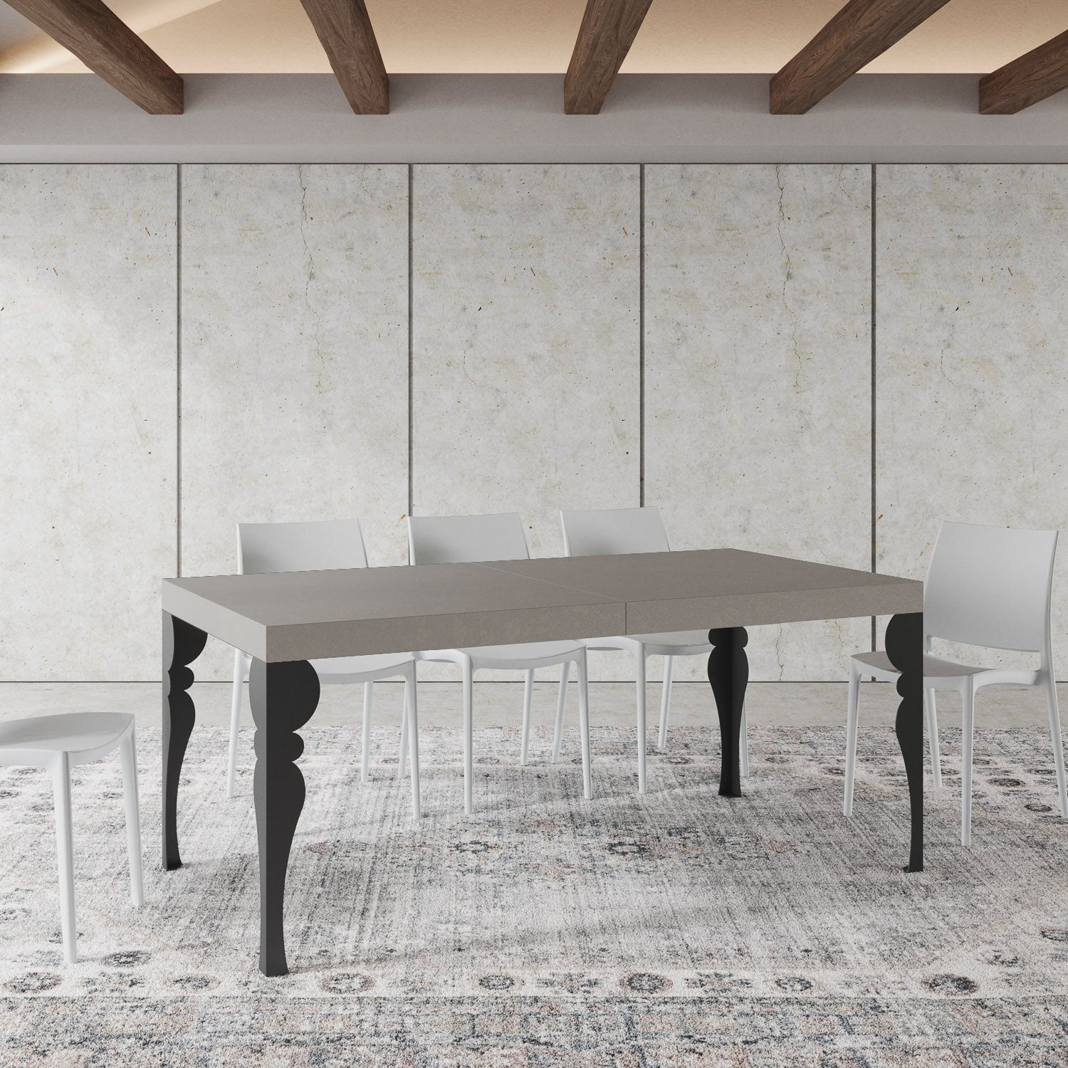 Tavolo allungabile 180/440x90 cm Paxon cashmere gambe antracite