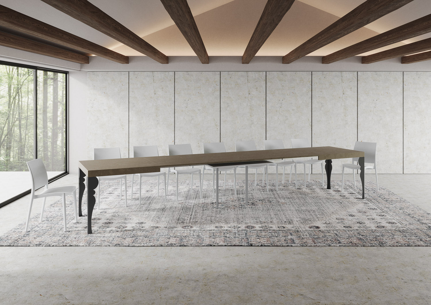 Tavolo allungabile 200/460x90 cm Paxon tortora gambe antracite