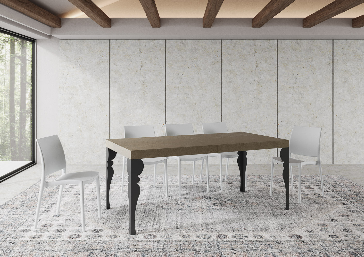 Tavolo allungabile 200/460x90 cm Paxon Premium tortora gambe antracite