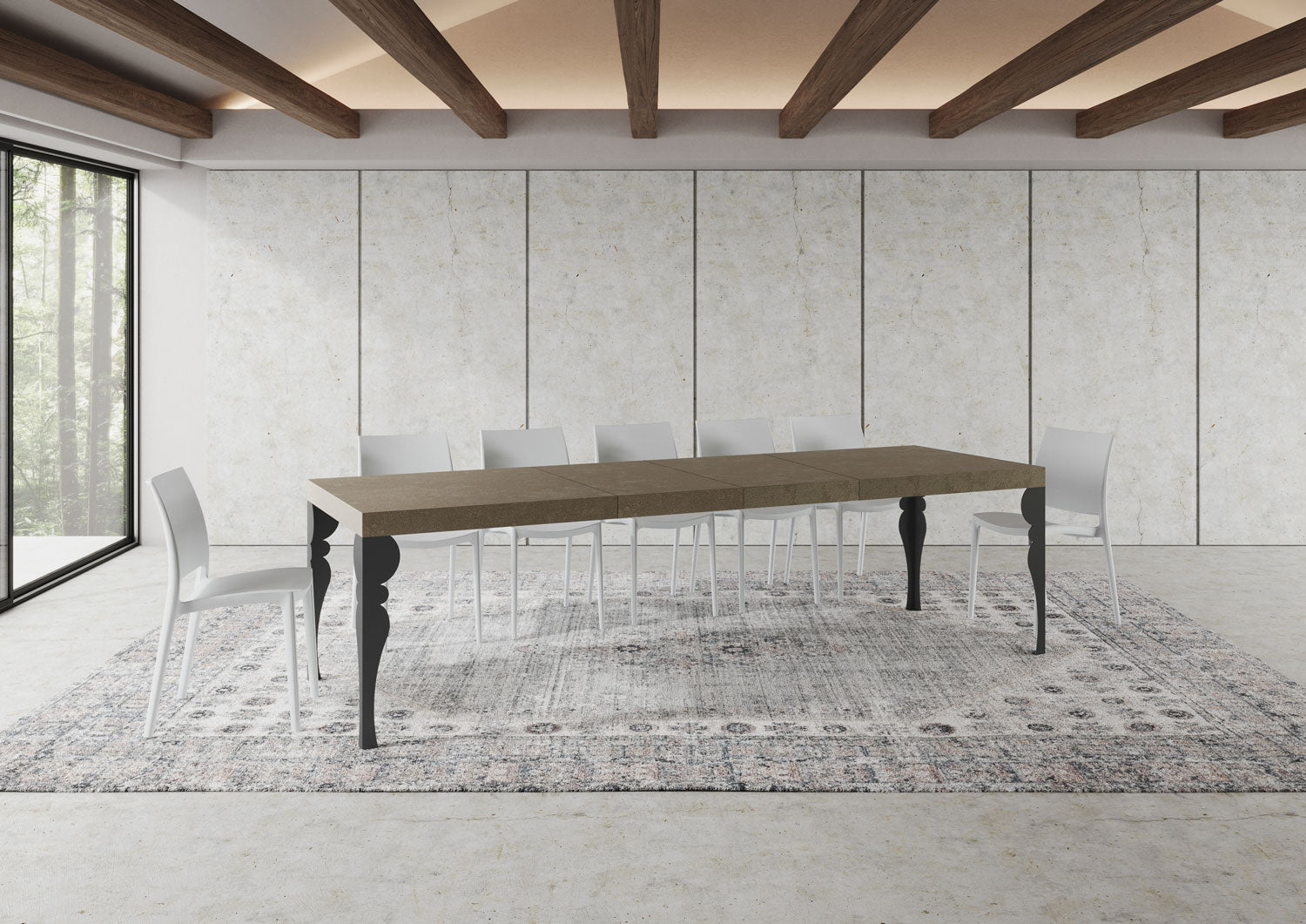 Tavolo allungabile 200/460x90 cm Paxon Premium tortora gambe antracite