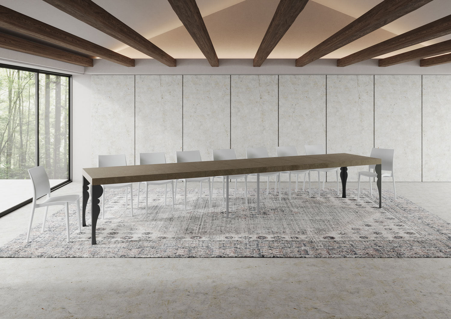 Tavolo allungabile 160/420x90 cm Paxon Premium tortora gambe antracite