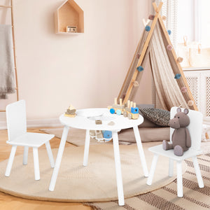 IDMarket - Tavolo per bambini CANDICE + 2 sedie con contenitore in legno bianco