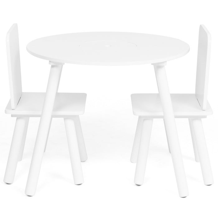 IDMarket - Tavolo per bambini CANDICE + 2 sedie con contenitore in legno bianco