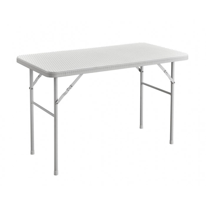 TAVOLO PIEGHEVOLE 122X60CM CON FINITURA EFFETTO RATTAN BIANCO CASACOLLECTION