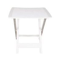 Trade Shop - Tavolo Pieghevole Bianco In Polietilene 79x72x70cm Tavolino Giardino Campeggio 012140 -        